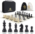 Chess Set - 20 Silicone Chess Board Set 3.86 King Height Weighted Pieces with 2 Extra Queens Foldable Chessboard Portable Travel Tournament Chess with Carrying Storage Bag