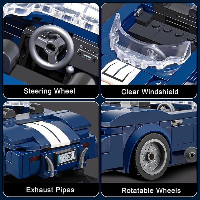 HIGH GODO Sports Car Building Set for Adults Classic Racing Car Collectible Decor Model Kit with Display Box Cool Vehicles Gifts for Adults and Teens Age 14+ (324 Pieces)