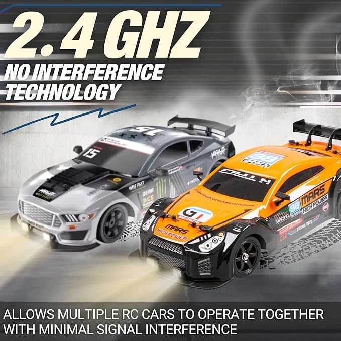 Liberty Imports RC Drift Car 1/16 2.4GHz 4WD Remote Control Sport Racing On-Road Vehicle with LED Light Batteries and Drift Tires (White)