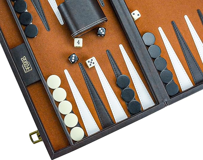 Premium Backgammon Set Backgammon Sets for Adults15 Inches Backgammon Board Games for Adults and Kids Travel Backgammon Set Strategy Game Checkerboard Design Brown