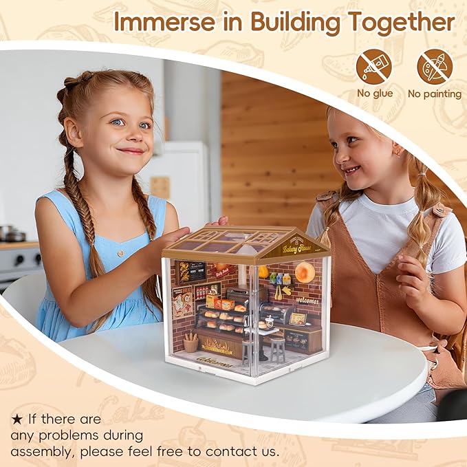 LED Building Blocks for Adults 1:24 DIY Miniature Dollhouse Kits with Roof &amp Dustproof Cover Tiny House Toy Building Sets for Kids Ages 8-12-15 Birthday Hobbies Gift for Men Women Boy Girl