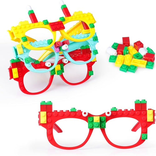 20 PCS Building Blocks Party Gift DIY Building Bricks Glasses for Kids Birthday Carnival Party Games Toys Decorations Supplies