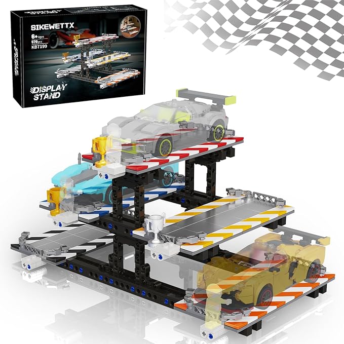Display Stand Building Kit 578 Pcs Compatible with Lego Speed Champions 8-Stud 76917 76908 76918 76915 76914 76907 76901 76902 &amp More Parking Garage Shelves Gift for Adults &amp Kids