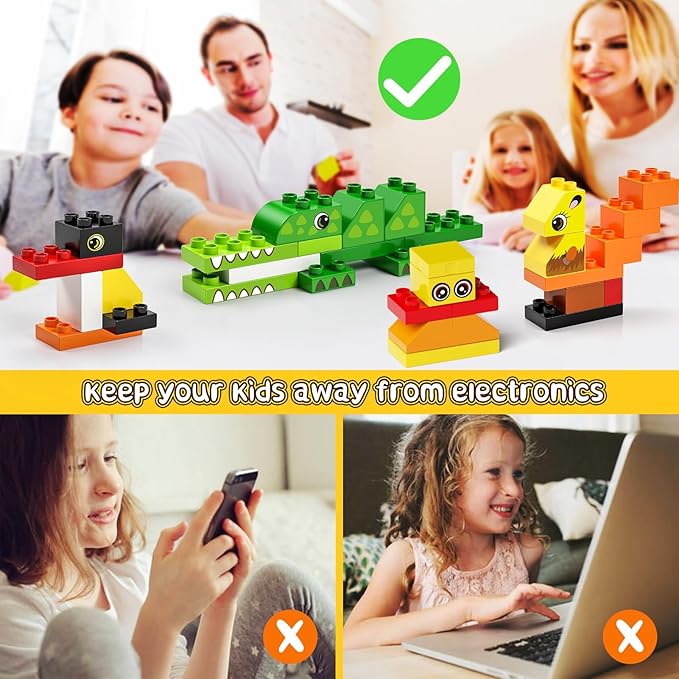burgkidz Animal Building Toys for Toddlers 3-5 Jumbo 135Pcs Building Blocks Creative Take Apart Puzzle with Storage Bucket Compatible with Major Brands Preschool Birthday Gift for Boys Girls