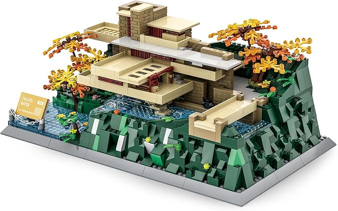 Fallingwater Standard Brick Building Set (1221 Pieces) – Landmark Model Educational Toy Gift for Kids and Adults