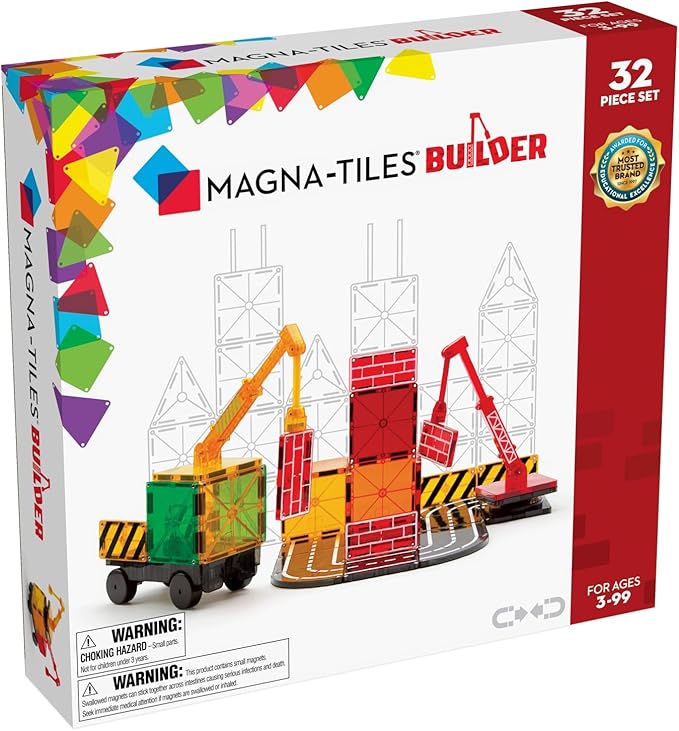 MAGNA-TILES Builder 32-Piece Magnetic Construction Set The ORIGINAL Magnetic Building Brand