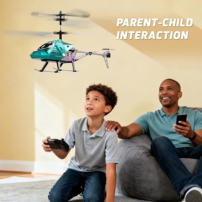 XIKOTEC Remote Control Helicopter RC Helicopter Toy for Kids 2.4GHz RC Plane with LED Lights RC Flying Toy Easy to Fly Indoor/Outdoor Gifts Toys for Kids Beginners 8+ (Blue)