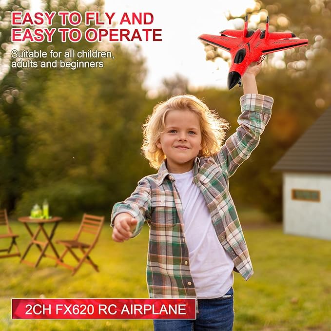 RC Airplane 2CH RC Plane 2.4GHz Remote Control Plane RTF SU35 RC Jet Easy to Fly FX620 Airplane Toys rc Planes for Adults Kids and Beginner with Night Lights（Red）