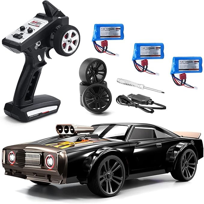 GoolRC RC Drift Car 1:16 Scale Remote Control Car 4WD 35KM/H High Speed Racing Car 2.4GHz RC Drifting Car for Adults with Cool LED Lights Extra Drift Tires and 3 Batteries (Red)