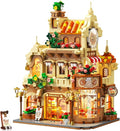 Flower Bakery Coffee House Building Set with Lights City Cafe Baking House Display Model Toy 1289 PCS Modular Construction Building Blocks Kit Home Decor Gift for Adults Teens Girls 12+