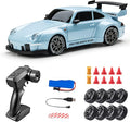 High Speed 1:24 4WD RC Drift Car with Proportional 2.4G Remote Control Dual Tire Configuration and LED Light Racing Vehicle Model for Adults Enthusiasts– Light Blue