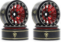 TREAL 1.0 Beadlock Wheels 12 Spokes Classic Rims (4P) for SCX24 AX24 FCX24 TRX4M 1/24 1/18 Crawler Car-Type I(Red)