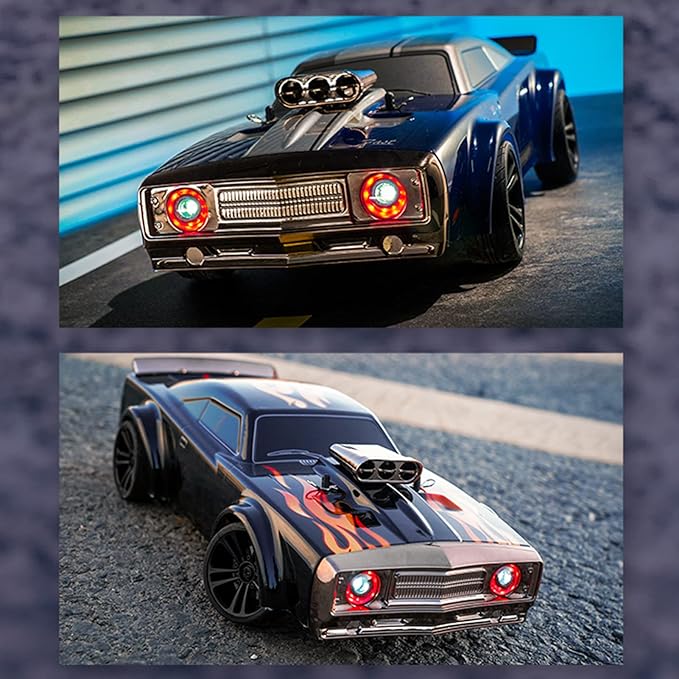 GoolRC RC Drift Car 1:16 Scale Remote Control Car 4WD 35KM/H High Speed Racing Car 2.4GHz RC Drifting Car for Adults with Cool LED Lights Extra Drift Tires and 3 Batteries (Red)