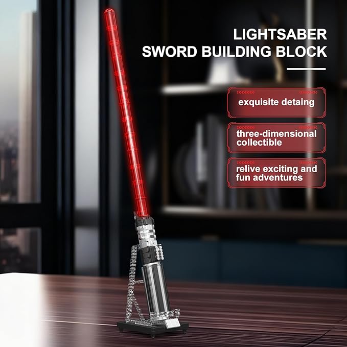 Mould King 10237 Lightsaber Building Set with Holder Rack and LED Light Ultimate Cosplay Toy for Adult Fans and Game Lovers (1627 PCS)