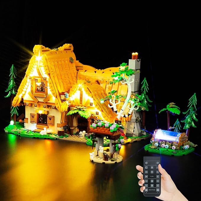 Upgraded Led Light Kit for Lego Snow White and The Seven Dwarfs' Cottage Building Set Remote Control Version Compatible with Lego 43242 (Model Not Included)