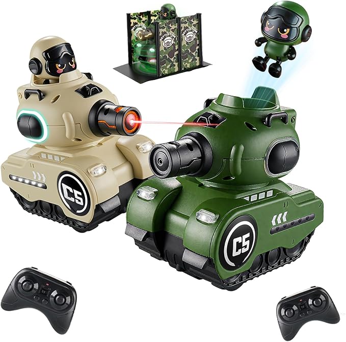Remote Control Battle Tanks RC Battle Tanks with Infrared System Hobby RC Cars RC Tank that Shoots with HP Station Military Army Toys Christmas Birthday Gifts for 6-12 Year Old Boys Girls 2 Pack