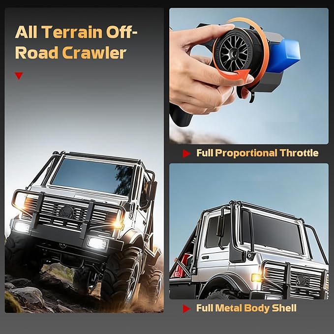 MN-333 1/18 Semi-Truck RC Crawler Unimog U4000 4WD Full Scale Off Road RC Rock Crawler 4x4 RC Car RTF Alloy Climing Vehicle for Hobby Gifts