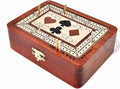 House of Cribbage - 2 Track - Wooden Cribbage Board/Box - Inlaid in Bloodwood/Maple Wood - Storage for Pegs &amp One Deck of Cards - 60 Points - Non Continuous