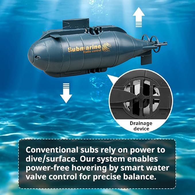 Mini RC Submarine Boat for Kids 6CH Remote Control High-Speed Waterproof Diving Toy for Pools Lakes Bathtubs – Gift for Boys and Girls（Blue）