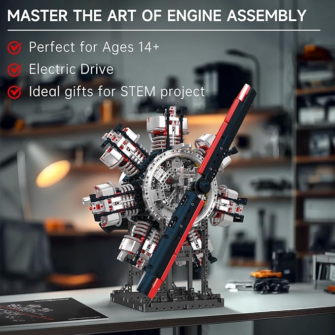 Mould King 10233 Radial Aviation Engine Building Blocks Sets Engine Model kit That Run Build Your Own STEM Model Engine Engine Building Engineering Toys (3089+PCS)