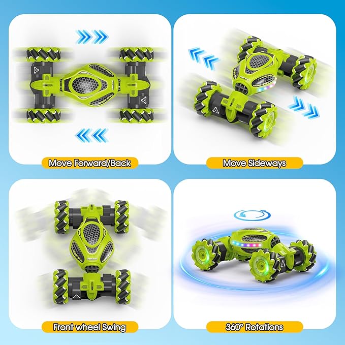 Gesture Sensing RC Stunt Car Remote Control 2.4GHz 4WD Hand Controlled Car Toys for Boys and Girls Age 6-12 360° Rotating Drift RC Cars with Lights and Music Ideal Birthday and Christmas Xmas Gift