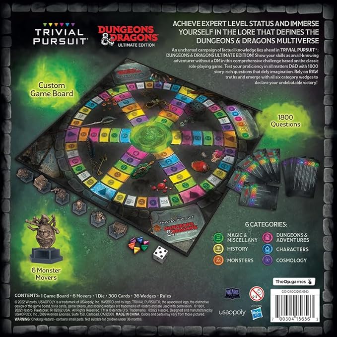 Trivial Pursuit: Dungeons &amp Dragons Ultimate Edition | Collectible Trivia Board Game Featuring 6 Monster Movers and 1800 Questions Across 6 Categories | Officially-Licensed D&ampD Game &amp Merc