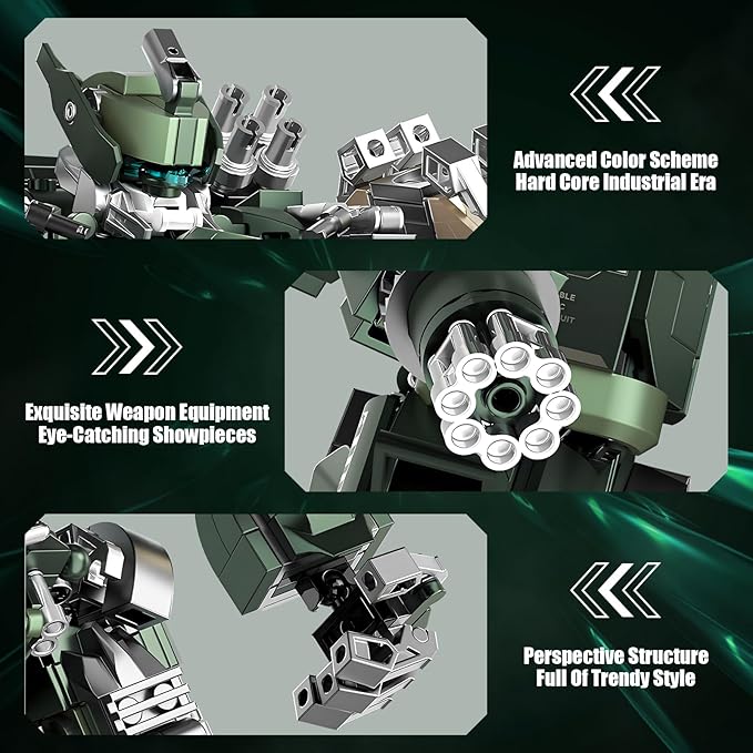 HIGH GODO Mech Building Blocks Set for Adults Motorized Robot Model Building Kit with Multiple Weapons Hard Core Industrial Style Collectible Gifts for Man Teens Ages 14+ (1403 Pieces)