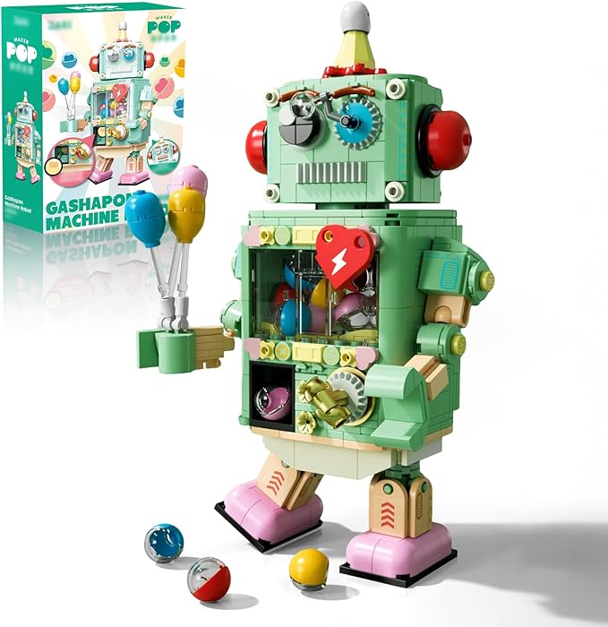 Articulated Robot Building Set with Functional Capsule Vending Machine 617-Piece Interactive Desk Toy &amp Creative Gift for Teens Birthday and Adults Valentine's Day