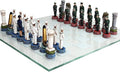 Pacific Giftware US Army vs Navy Military Chess Set Hand Painted Glass Board 2 Players Ages 12+