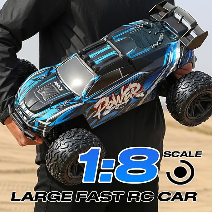 1:8 All Terrain Off Road RC Car 50KM/H Racing Drifting Climbing Monster Truck 2.4Ghz Remote Control LED Lights 2 Rechargeable 2600mAh Batteries Birthday
