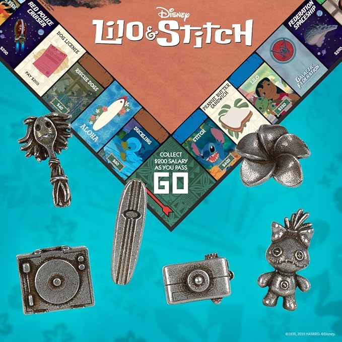 Monopoly: Disney Lilo &amp Stitch | Buy Sell Trade Characters from Disney’s Animated Film | Classic Monopoly Game | Officially-Licensed Lilo and Stitch Merchandise 2-6 Players