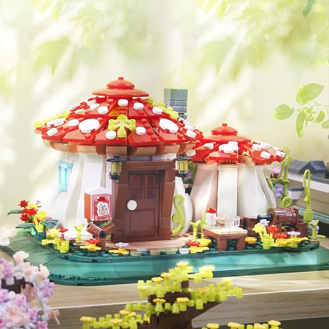 Mushroom House Building Blocks Sets(1126PCS)Creative Ideals Treehouse Building Blocks Best Present for 6+ Adults