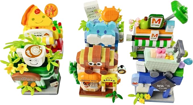 6 Set Street City View Mini House Festival Micro Building Toy Blocks Set for Home Decor Toys Gifts