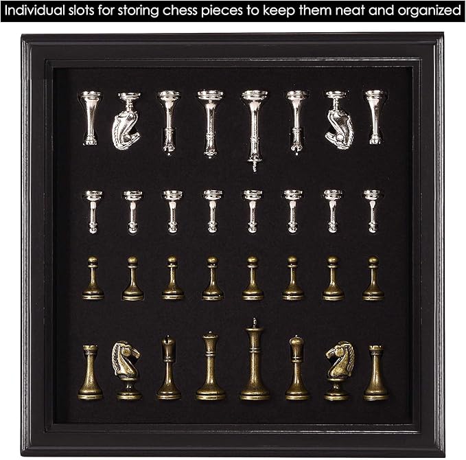 AMEROUS 12.5 inches Wooden Chess Set with Metal Chess PiecesClassic Board Game w/ 2.5'' King/Storage for Chessmen/Instructions Chess Sets for Adults Kids Beginner