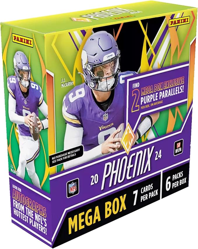 2024-25 Panini Phoenix NFL Football Mega Box – Retail Exclusive 42 Cards Color Blast Parallels Rookie Cards Official Trading Cards