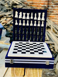Large Handmade Full Chess Set Marble Chess Board 32 Chess Game Pieces Unique Home décor. Handcrafted Tournament Chess Board - 2 Players. (White Black)