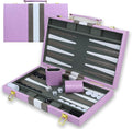 Backgammon Sets for Adults 15 inch Backgammon Purple Sets Classic Board Game with Premium Leather Case Portable Travels Strategy Backgammon Game Set for Adults Kids (Purple)