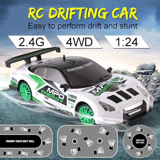Liberty Imports RC Drift Car 1/24 2.4GHz 4WD Remote Control Sport Racing On-Road Vehicle with LED Light Batteries and Drift Tires (Style 2)