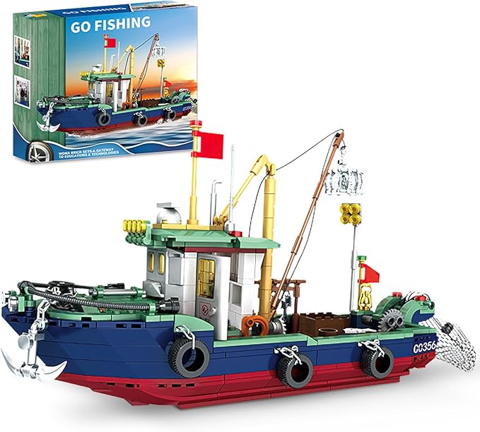 City Ocean Fishing Boat Building Sets Compatible with Lego City Boat Sea Fishing Ship Building Set Collection Decoration Gifts for Boys 6-12 Years Old (582 Pcs)