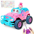 Remote Control Car- RC Truck with DIY Stickers and Doll for Kids Girls Birthday 1:20 Scale RC Truck Full Functions Creative Racing Car for Toddlers Kids Indoor Outdoor Games Pink