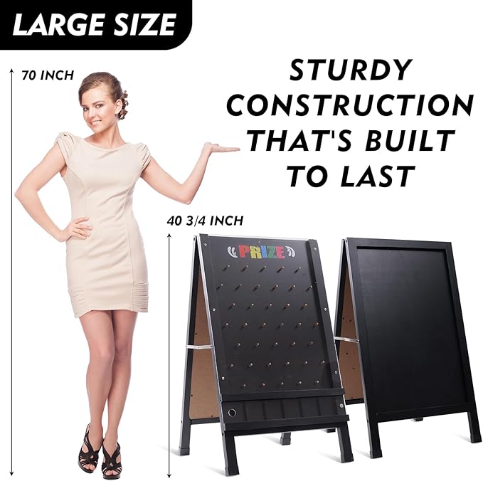 15.7x27.5in Foldable Prize Drop Game Board Double-Sided Coin Drop Game with Chalkboard Sign Includes 10 Coin Drop Discs Perfect for Store Events Parties Carnivals and Trade Shows