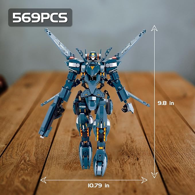 Mech Robot Transforming Building Blocks Set for Adults Blue City Protector Mecha Model Action Figures Cool Creative Robots STEM Toys Gift for Teens Boys 569 Pieces