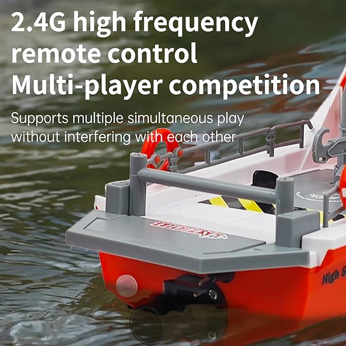 RC Jet Boat Remote Control Boat Port Tugboat Watercraft 8km/h 1/12 Scale 2.4Ghz 4CH for 14y+ Beginners on Lake Pool RTR/Black