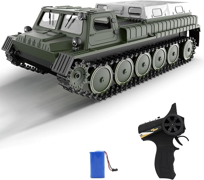 Remote Control Tank Military Transport Vehicle 2.4G Crawler Car RC Off-Road Army Armored Truck All Terrain for Kids and Adults Toys