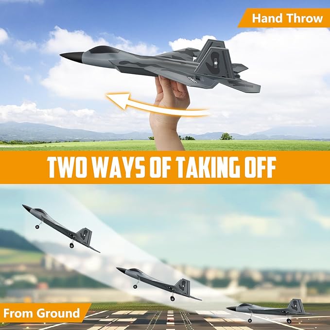 HAWK'S WORK 2 CH RC Airplane F-22 Plane Ready to Fly 2.4GHz Remote Control Easy to Fly RC Glider for Kids &amp Beginners