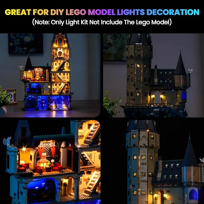 Upgraded Led Light Kit Compatible with Lego Hogwarts Castle The Main Tower Building Set Lights Decoration Compatible with Lego 76454 Best Gifts for Adults (Model Not Included)