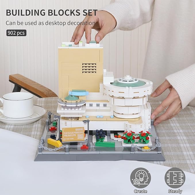 Oichy Building Blocks Set 902PCS World Famous Architectural Model Kits Guggenheim Museum Toys Building Sets for Adults and Kids