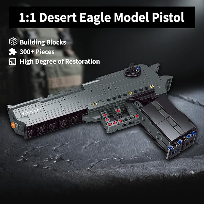 1:1 Desert Eagle Pistol Building Blocks Set 300+ Pieces Building Blocks Model Gun Toy for Adults &amp Kids 14+ Unique Collectible Gift for Christmas Birthday Military Fans