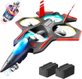 BEZGAR Brushless RC Plane with Camera | 2.4GHZ Remote Control Airplane 6-axis Gyro Drones for Kids RC Helicopter 360°Flip Jet Fighter for Beginners with LED Navigation Lights and Two Batteries