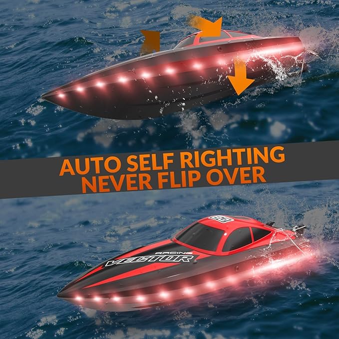 VOLANTEXRC RC Boat 20MPH Fast Remote Control Boat for Adults 2.4Ghz Toy Boat for Pools and Lake with 2 Rechargeable Batteries Toys Gifts for Adults Red